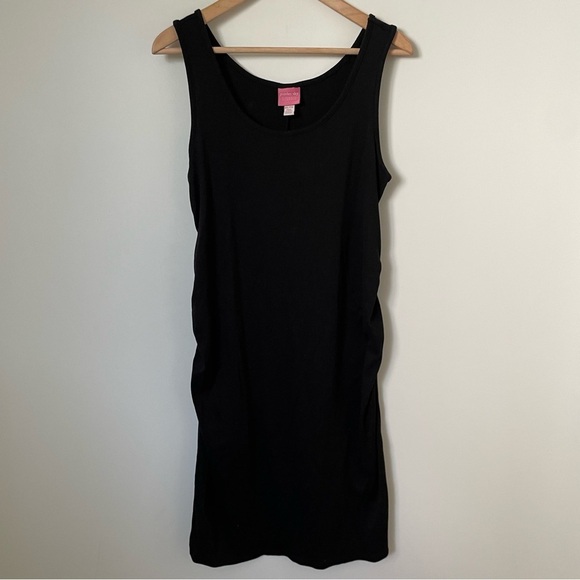 Paisley Sky Maternity Ribbed Tank Dress Ruched Sized Black Size XXL - Picture 4 of 10
